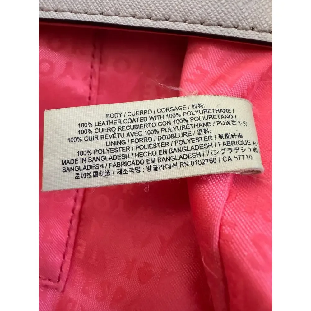 Kate Spade Leather Travel Tote Beige Pebbled Leather Zip Top